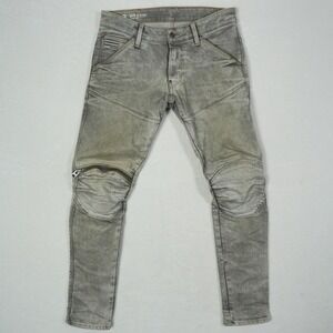 G-Star Raw 5620 3D Zip Knee Super Slim Grey Distressed Moto Jeans Mens 31x30